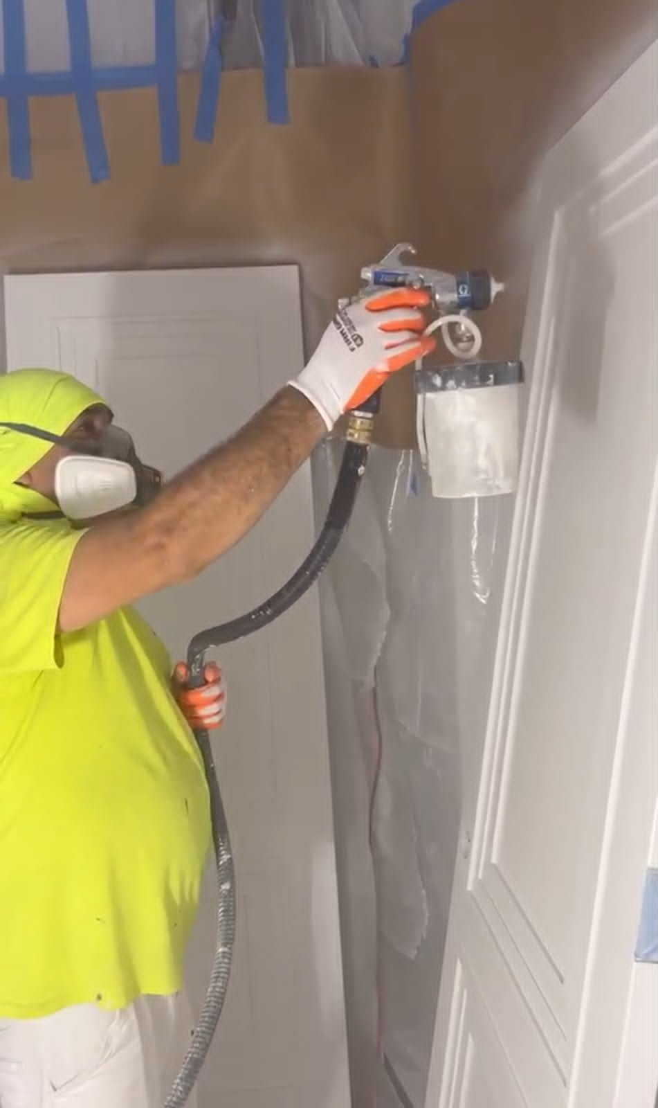 Kitchen cabinets refinished with a smooth spray-painted finish