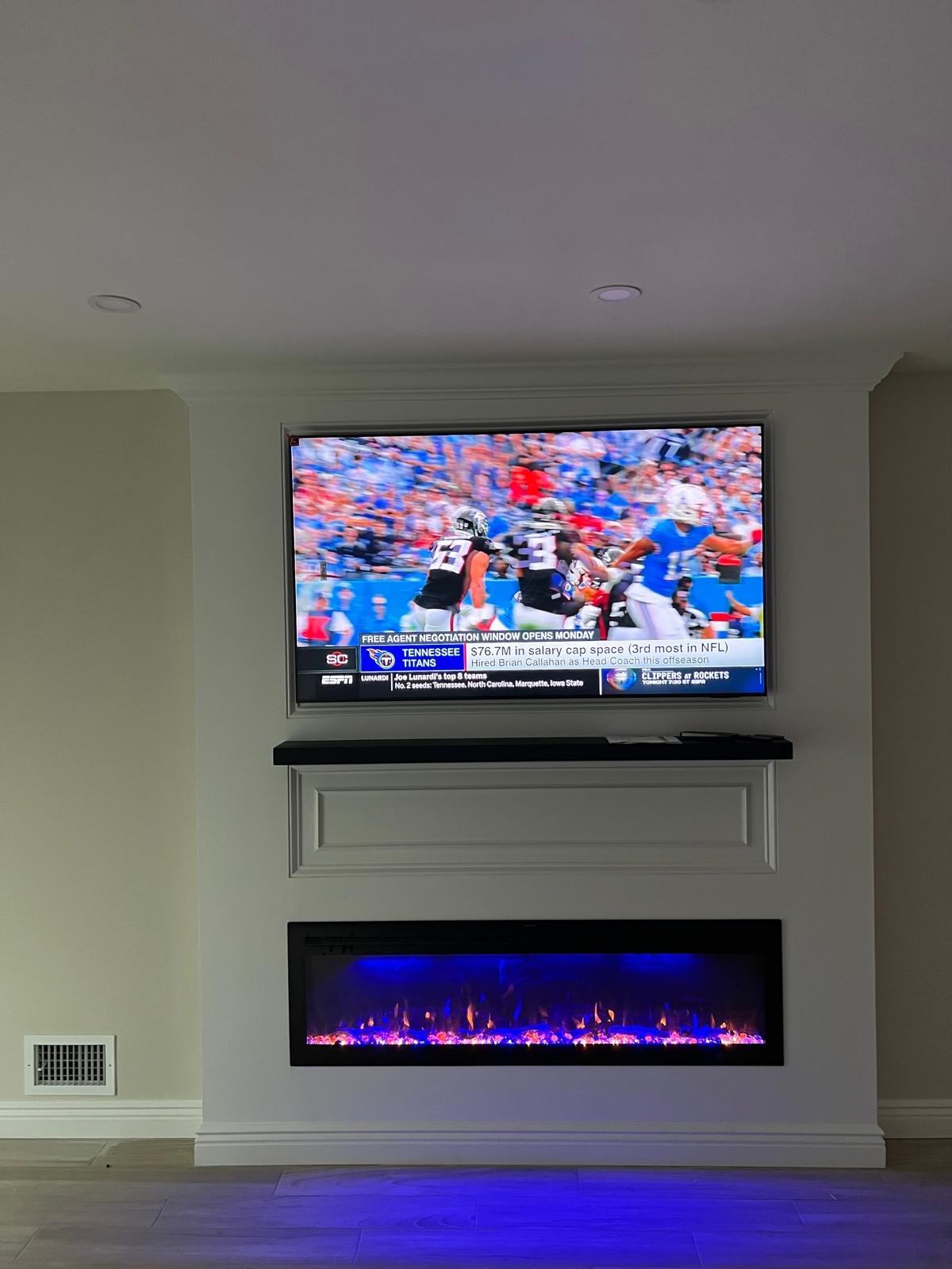 Custom entertainment wall with recessed television space